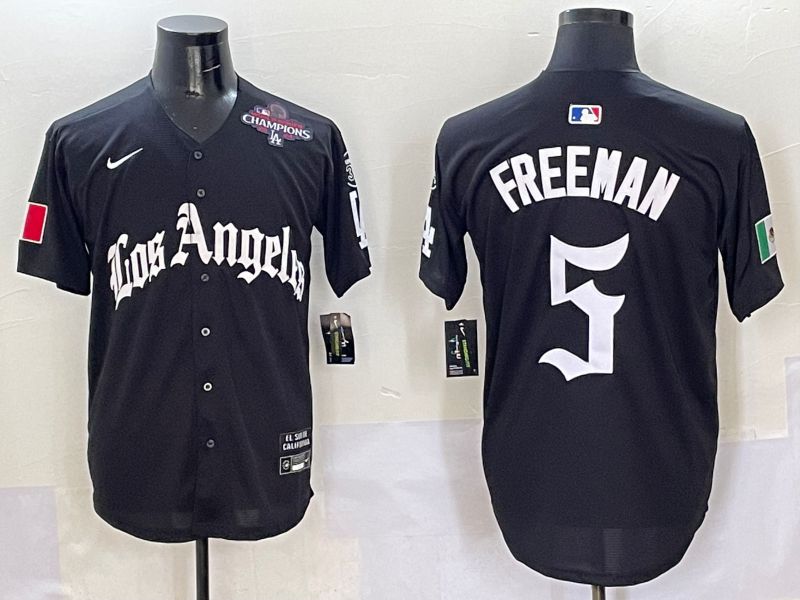 Men Los Angeles Dodgers #5 Freeman Black Five generations Joint Name 2025 Nike MLB Jersey style 8->los angeles dodgers->MLB Jersey